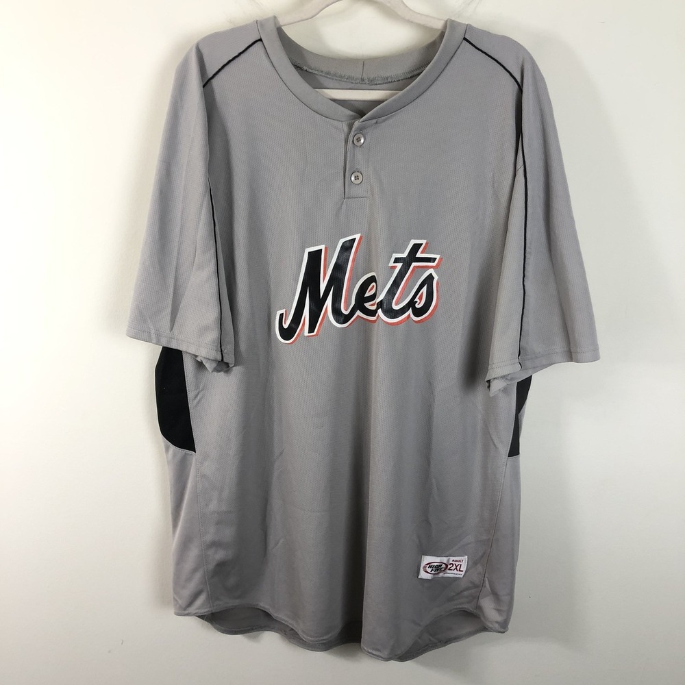 Vintage New York Mets High Five Baseball Jersey Men's Sz 2XL Gray MLB